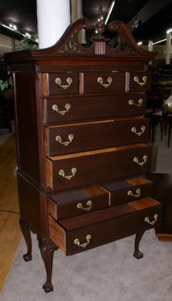 Chinese Chippendale dark mahogany high chest 