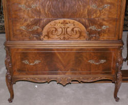 walnut antique inlaid French carved chest of drawers