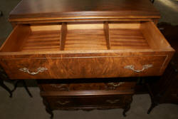 walnut antique inlaid French carved chest of drawers