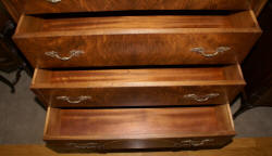 walnut antique inlaid French carved chest of drawers