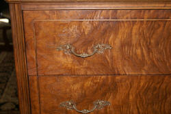 walnut antique inlaid French carved chest of drawers