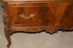 walnut antique inlaid French carved chest of drawers