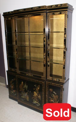 Asian design drexel breakfront china cabinet