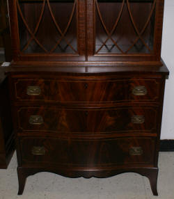 Mahogany inlaid bow front china cabinet