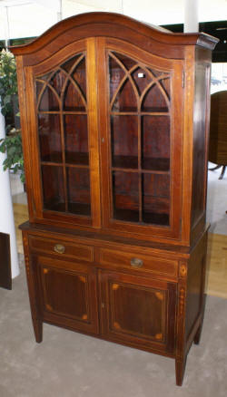 mahogany inlaid antique china cabinet