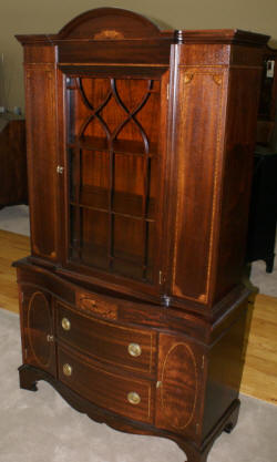 Inlaid antique mahogany china cabinet