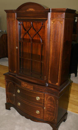 inlaid antique mahogany china cabinet