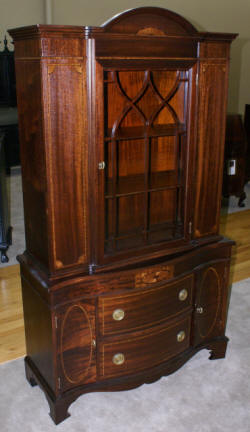 inlaid antique mahogany china cabinet