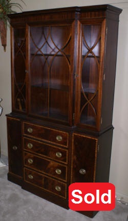 Fancher banded inlaid mahogany china cabinet