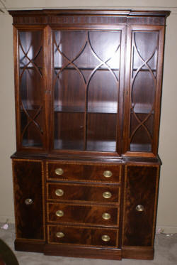 Banded inlaid mahogany china cabinet