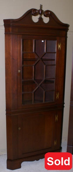 solid mahogany craftique corner cabinet