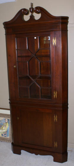 solid mahogany craftique corner cabinet