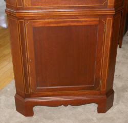 Pair of Biggs furniture solid mahogany inlaid tall corner cabinet