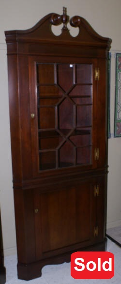 solid mahogany craftique corner cabinet