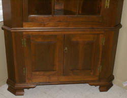 Solid walnut 2 piece custom made corner cabinet 