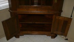 Solid walnut 2 piece custom made corner cabinet 