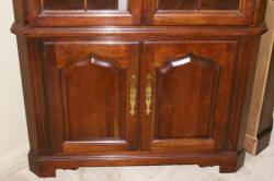 Solid cherry two door modern corner cabinet