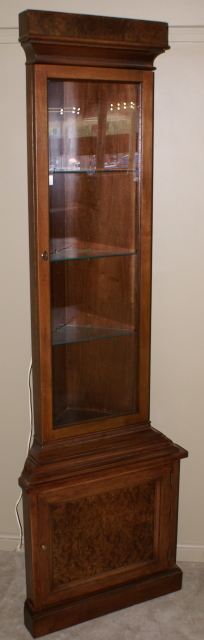 Drexel walnut petite narrow corner cabinet