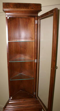 Drexel walnut petite narrow corner cabinet