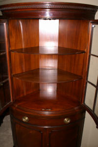 Matched pair of Drexel mahogany corner cabinets