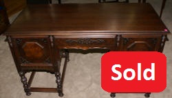 Antique walnut 1930s William and Mary desk