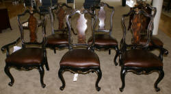 image of set of 12 mahogany wheat carved dining room chairs