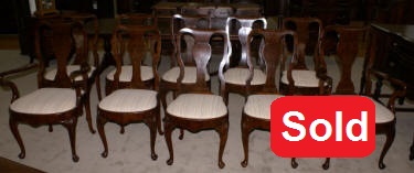 set of 10 walnut Queen Anne dining room chairs