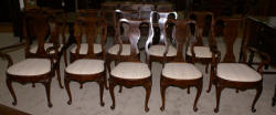 set of 10 walnut Queen Anne dining room chairs