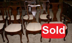 set of 10 walnut Queen Anne dining room chairs