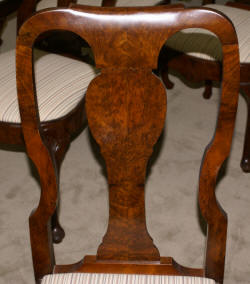 set of 10 walnut Queen Anne dining room chairs