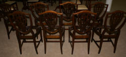 set of 8 solid mahogany shield back dining room chairs