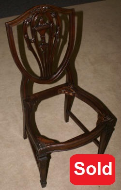 set of 8 solid mahogany shield back dining room chairs