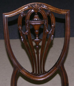 set of 8 solid mahogany shield back dining room chairs