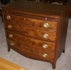 Bow front  antique walnut Hepplewhite dresser 