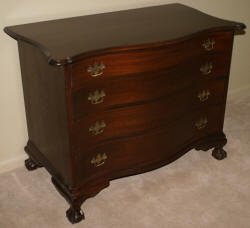Solid mahogany ball and claw foot antique Chippendale dresser