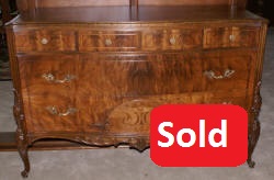 Walnut French inlaid carved antique dresser