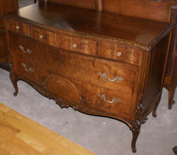 Walnut French inlaid carved antique dresser