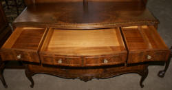 Walnut French inlaid carved antique dresser