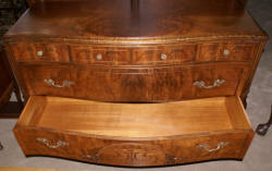 Walnut French inlaid carved antique dresser