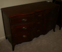 Dark red mahogany double dresser