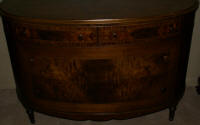 Demi-lune walnut inlaid antique dresser