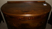 Demi-lune walnut inlaid antique dresser