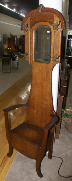 image of solid oak antique hall tree