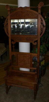 Solid oak antique hall tree