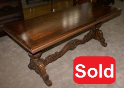 Burl walnut carved antique library table