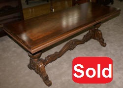Burl walnut carved antique library table