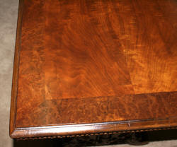 Burl walnut carved antique library table