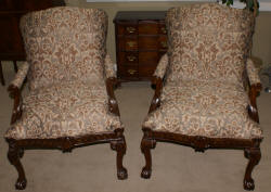 mathced pair of chippendale arm chairs