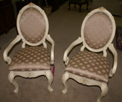 Michael Amini pair of French carved arm chairs