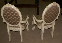 Michael Amini pair of French carved arm chairs